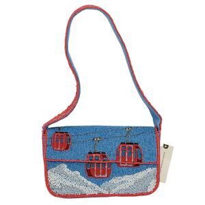 Anthropologie Fiona Beaded Bag Winter Icon Edition Blue Red Gondola Ski Lift NWT